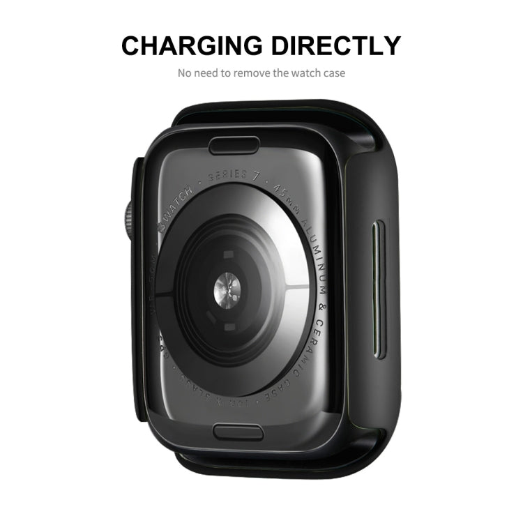 ENKAY Hat-Prince Cadre PC 2 en 1 + Protecteur en Verre Trempé 9H Couverture Complète pour Apple Watch Series 7 45mm