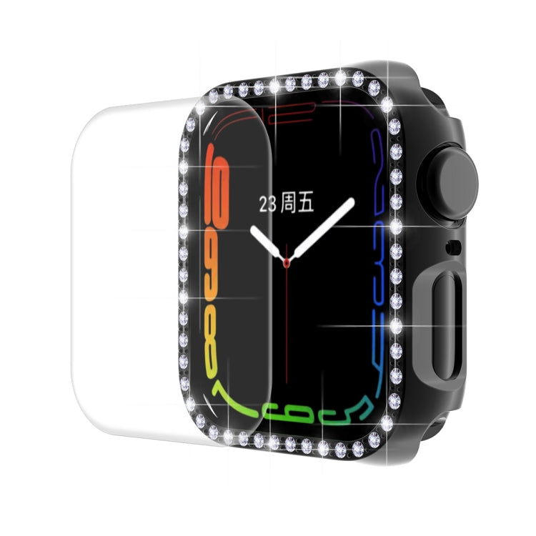 ENKAY Hat-Prince Electroplate PC Diamond Watch Case + Film de protection d'écran PET incurvé à couverture complète pour Apple Watch Series 7 41mm