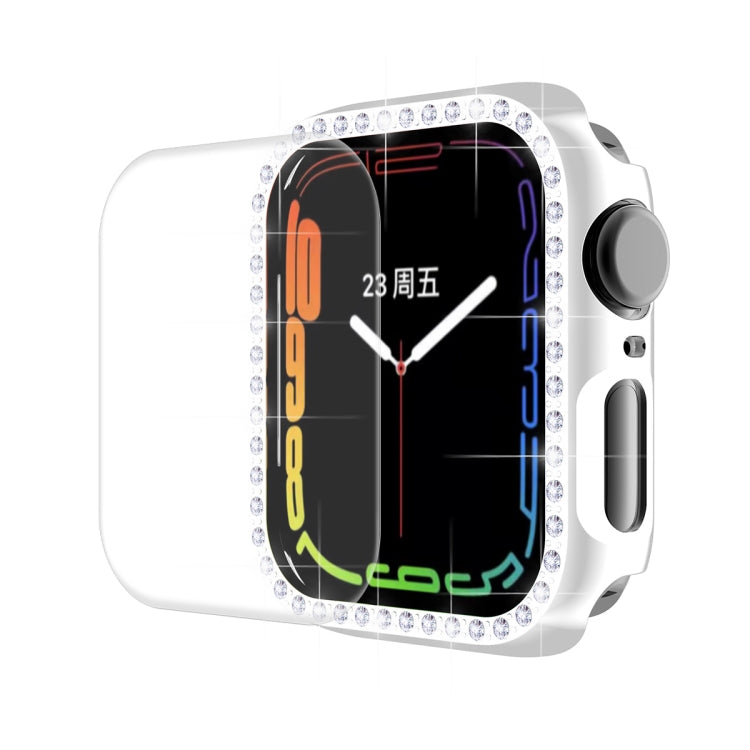 ENKAY Hat-Prince Electroplate PC Diamond Watch Case + Film de protection d'écran PET incurvé à couverture complète pour Apple Watch Series 7 41mm