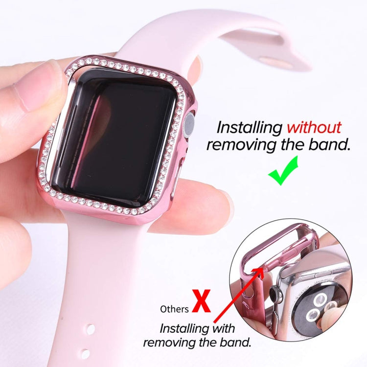 ENKAY Hat-Prince Electroplate PC Diamond Watch Case + Film de protection d'écran PET incurvé à couverture complète pour Apple Watch Series 7 41mm