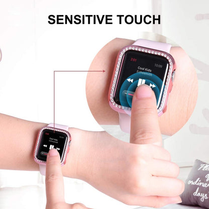 ENKAY Hat-Prince Electroplate PC Diamond Watch Case + Film de protection d'écran PET incurvé à couverture complète pour Apple Watch Series 7 41mm