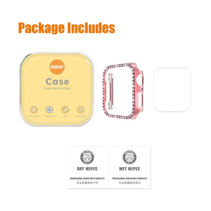 ENKAY Hat-Prince Electroplate PC Diamond Watch Case + Film de protection d'écran PET incurvé à couverture complète pour Apple Watch Series 7 41mm