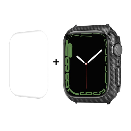 Boîtier PC en fibre de carbone ENKAY + protecteur d'écran PET à couverture complète, For Apple Watch Series 9 / 8 / 7 41mm, For Apple Watch Series 9 / 8 / 7 45mm
