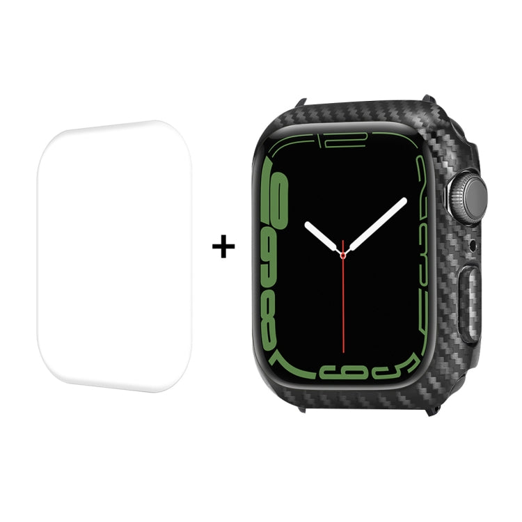Boîtier PC en fibre de carbone ENKAY + protecteur d'écran PET à couverture complète, For Apple Watch Series 9 / 8 / 7 41mm, For Apple Watch Series 9 / 8 / 7 45mm