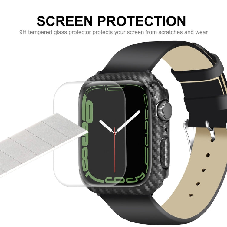 Boîtier PC en fibre de carbone ENKAY + protecteur d'écran PET à couverture complète, For Apple Watch Series 9 / 8 / 7 41mm, For Apple Watch Series 9 / 8 / 7 45mm