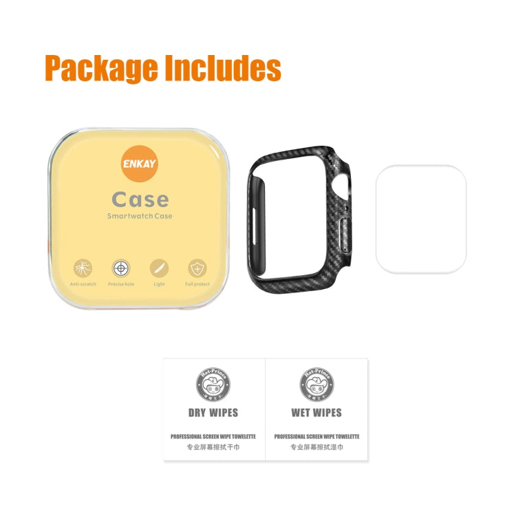 Boîtier PC en fibre de carbone ENKAY + protecteur d'écran PET à couverture complète, For Apple Watch Series 9 / 8 / 7 41mm, For Apple Watch Series 9 / 8 / 7 45mm