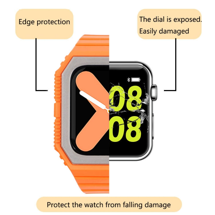 Bracelet en silicone avec étui pour Apple Watch Series, 7 41mm / 6&SE&5&4 40mm / 3&2&1 38mm, 7 45mm / 6&SE&5&4 44mm / 3&2&1 42mm