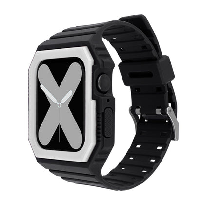 Bracelet en silicone avec étui pour Apple Watch Series, 7 41mm / 6&SE&5&4 40mm / 3&2&1 38mm, 7 45mm / 6&SE&5&4 44mm / 3&2&1 42mm