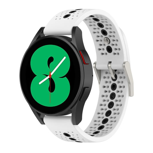 Sangle respirante en silicone bicolore, For Samsung Galaxy Watch4 44mm, For Samsung Galaxy Watch4 40mm, For Samsung Galaxy Watch 4 Classic 46mm, For Samsung Galaxy Watch 4 Classic 42mm, For Samsung Galaxy Watch Active 2 40mm                            ...