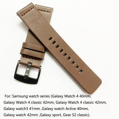 Bracelet de montre en cuir, For Samsung Galaxy Watch 4 44mm, For Samsung Galaxy Watch 4 40mm, For Samsung Galaxy Watch 4 Classic 46mm, For Samsung Galaxy Watch 4 Classic 42mm, For Samsung Galaxy Watch Active 2 40mm, For Samsung Galaxy Watch Active 2 44...