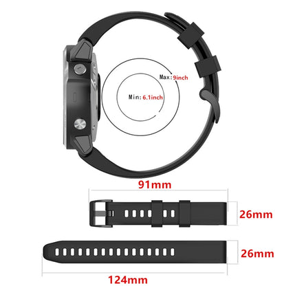 Bracelet de sport en silicone de 26 mm, For Garmin Fenix 7X, For Garmin Fenix 6X, For Garmin Fenix 6X Pro, For Garmin Fenix 5x Puls