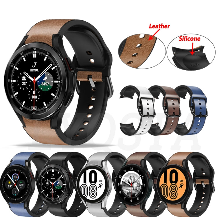 Bracelet en cuir collé de silicone de 20 mm, For Samsung Galaxy Watch 4 40mm, Samsung Galaxy Watch 4 44mm, For Samsung Galaxy Watch 4 Classic 42mm, For Samsung Galaxy Watch 4 Classic 46mm