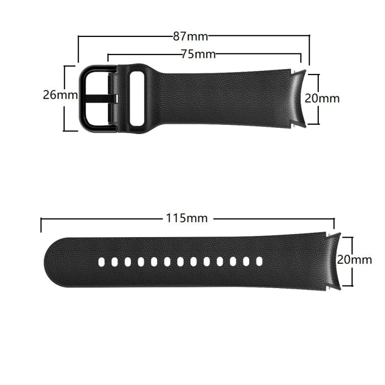 Bracelet en cuir collé de silicone de 20 mm, For Samsung Galaxy Watch 4 40mm, Samsung Galaxy Watch 4 44mm, For Samsung Galaxy Watch 4 Classic 42mm, For Samsung Galaxy Watch 4 Classic 46mm