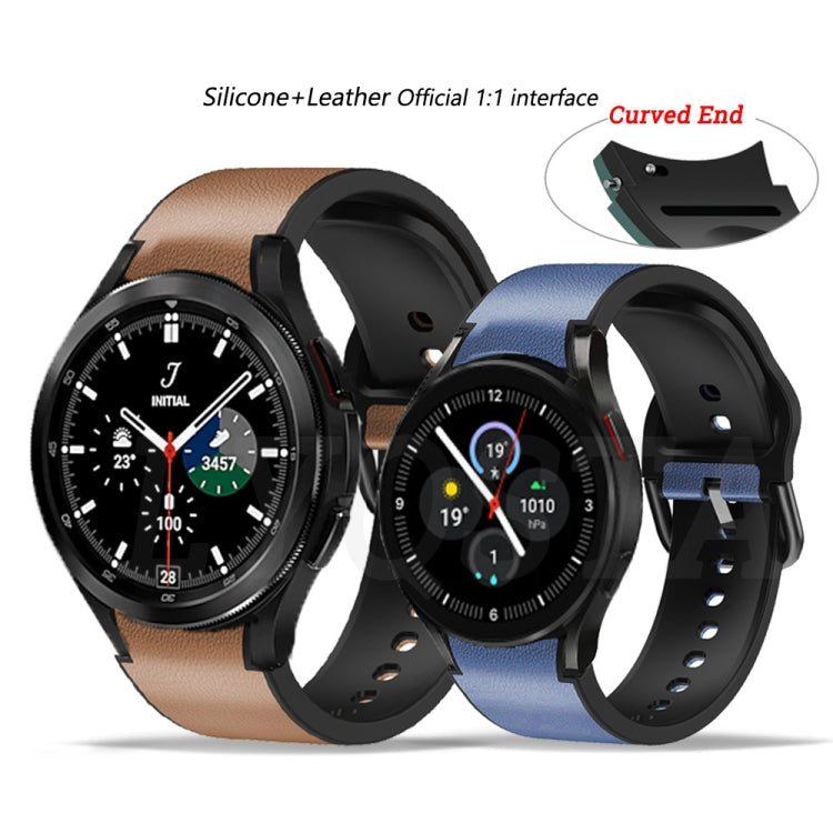 Bracelet en cuir collé de silicone de 20 mm, For Samsung Galaxy Watch 4 40mm, Samsung Galaxy Watch 4 44mm, For Samsung Galaxy Watch 4 Classic 42mm, For Samsung Galaxy Watch 4 Classic 46mm