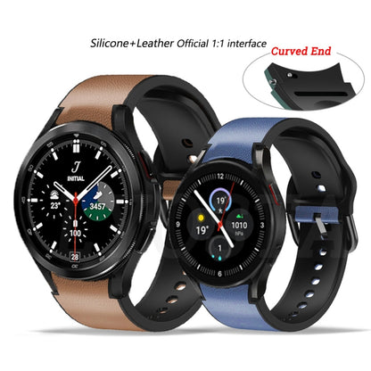 Bracelet en cuir collé de silicone de 20 mm, For Samsung Galaxy Watch 4 40mm, Samsung Galaxy Watch 4 44mm, For Samsung Galaxy Watch 4 Classic 42mm, For Samsung Galaxy Watch 4 Classic 46mm
