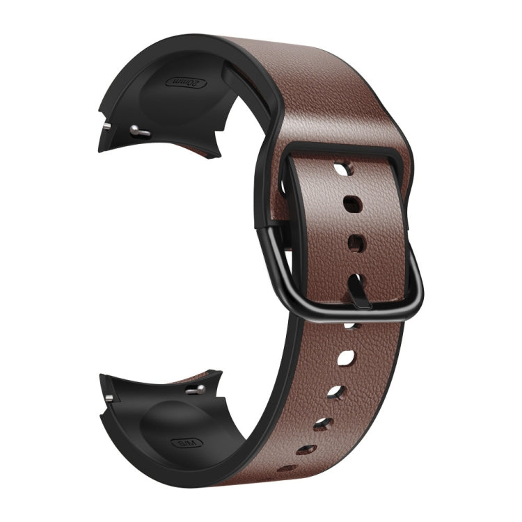 Bracelet en cuir collé de silicone de 20 mm, For Samsung Galaxy Watch 4 40mm, Samsung Galaxy Watch 4 44mm, For Samsung Galaxy Watch 4 Classic 42mm, For Samsung Galaxy Watch 4 Classic 46mm
