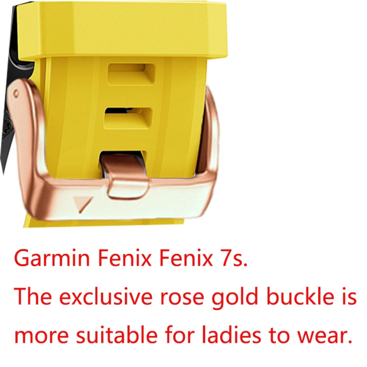 Bracelet en silicone à boucle en or rose de 20 mm, For Garmin Fenix 7S, For Garmin Fenix 6S, For Garmin Fenix 6S Pro, For Garmin Fenix 5S, For Garmin Fenix 5S Plus