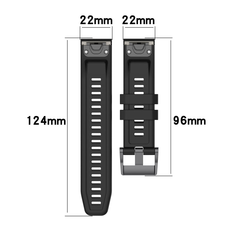 Bracelet de montre en silicone de couleur unie de 22 mm, For Garmin Fenix 7, For Garmin Descent G1, For Garmin EPIX Gen2, For Garmin Instinct 2