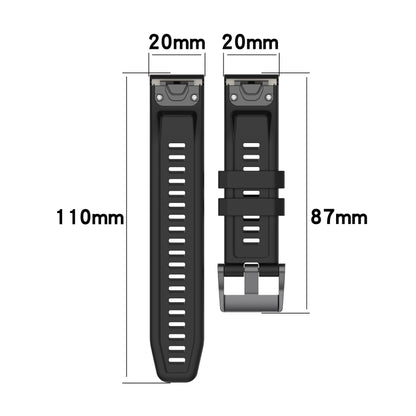 Bracelet de montre en silicone de couleur unie de 20 mm, For Garmin Fenix 6S, For Garmin Fenix 6S Pro, For Garmin Fenix 5S, For Garmin Fenix 5S Plus