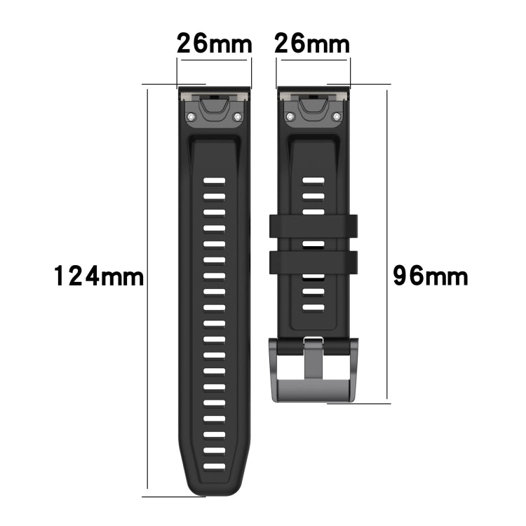 Bracelet de montre couleur pure sport en silicone 26 mm, For Garmin Fenix 6X, For Garmin Fenix 6X Pro, For Garmin Fenix 5X, For Garmin Fenix 5X Plus