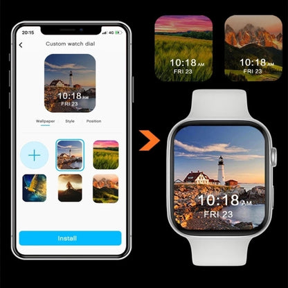 T500 Plus Montre intelligente à écran couleur de 1,44 pouces, prend en charge la surveillance de la fréquence cardiaque / la surveillance de la pression artérielle