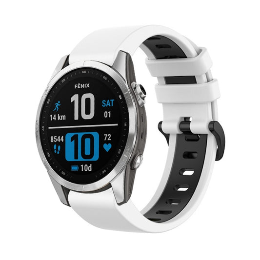 Bracelet de montre sport bicolore en silicone 22 mm, For Garmin Fenix 7s, For Garmin Fenix 7S Solar, For Garmin Fenix 7S Sapphire Solar, For Garmin Instinct 2S, For Garmin Fenix 6S, For Garmin Fenix 6S Pro, For Garmin Fenix 5S