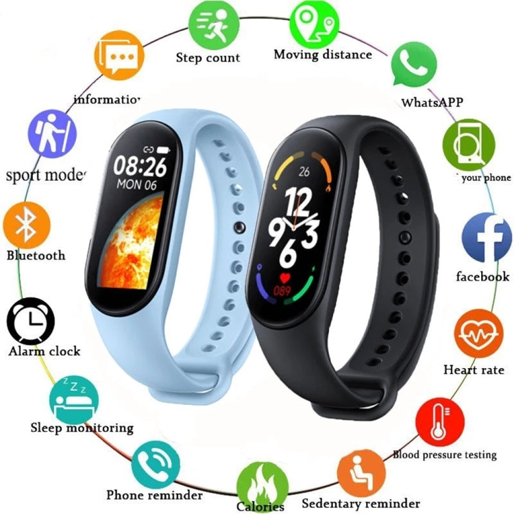 Montre intelligente à écran couleur M7 0,96 pouces, prise en charge de la surveillance de la fréquence cardiaque/surveillance de la pression artérielle