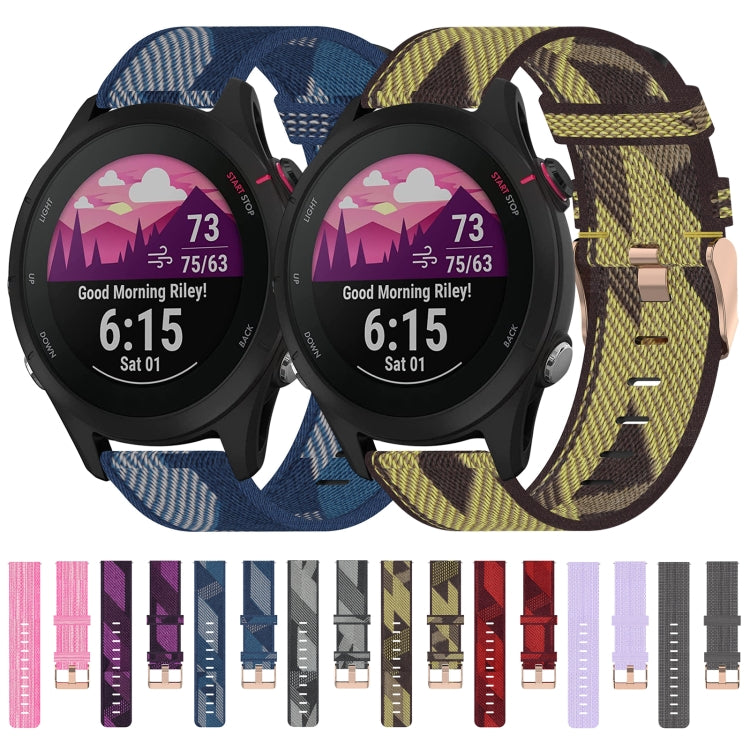 Bracelet de montre tissé en nylon de 18 mm, For Garmin Forerunner 255S, For Garmin Venu 2S, For Garmin Vivomove 3S, For Garmin Vivoactive 4S