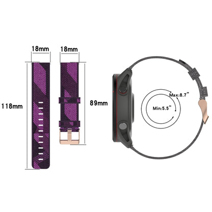 Bracelet de montre tissé en nylon de 18 mm, For Garmin Forerunner 255S, For Garmin Venu 2S, For Garmin Vivomove 3S, For Garmin Vivoactive 4S