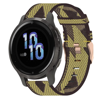 Bracelet de montre tissé en nylon de 18 mm, For Garmin Forerunner 255S, For Garmin Venu 2S, For Garmin Vivomove 3S, For Garmin Vivoactive 4S