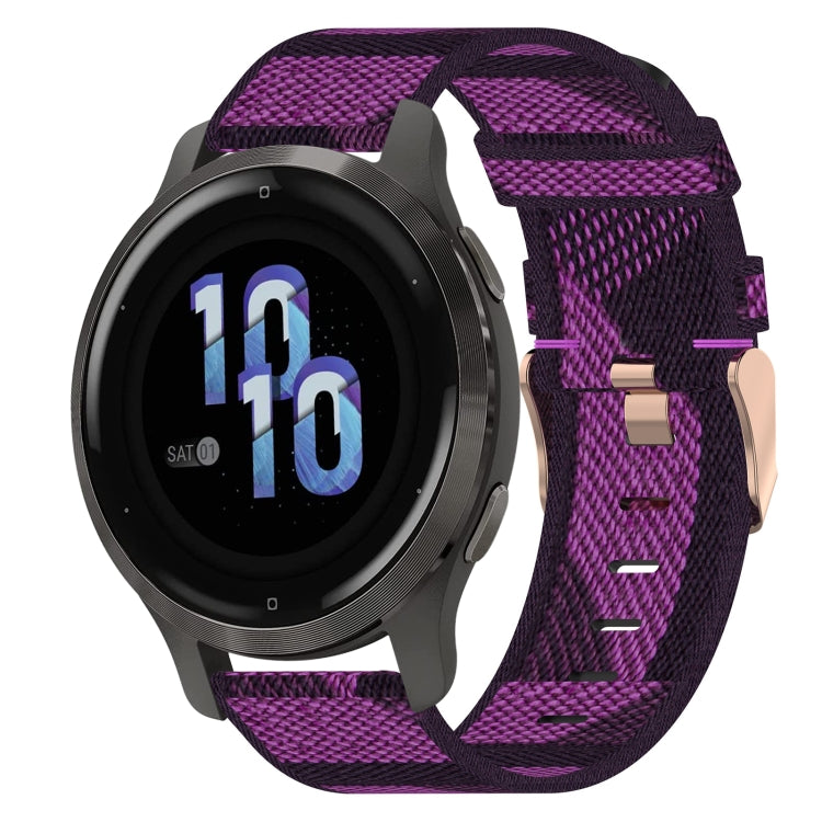 Bracelet de montre tissé en nylon de 18 mm, For Garmin Forerunner 255S, For Garmin Venu 2S, For Garmin Vivomove 3S, For Garmin Vivoactive 4S