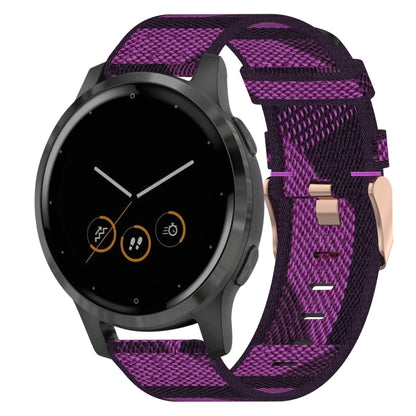 Bracelet de montre tissé en nylon de 18 mm, For Garmin Forerunner 255S, For Garmin Venu 2S, For Garmin Vivomove 3S, For Garmin Vivoactive 4S