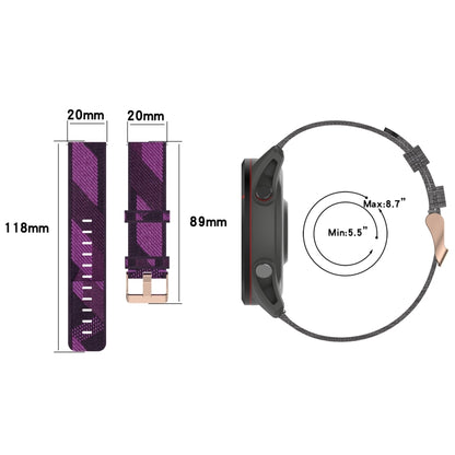 Bracelet de montre tissé en nylon de 20 mm, For Garmin Vivomove 3, For Garminmove 3, For Garmin VivoMove Luxe, For Garminmove Luxe, For Garmin VivoMove Style, For Garmin Garminmove Style, For Garmin Vivomove