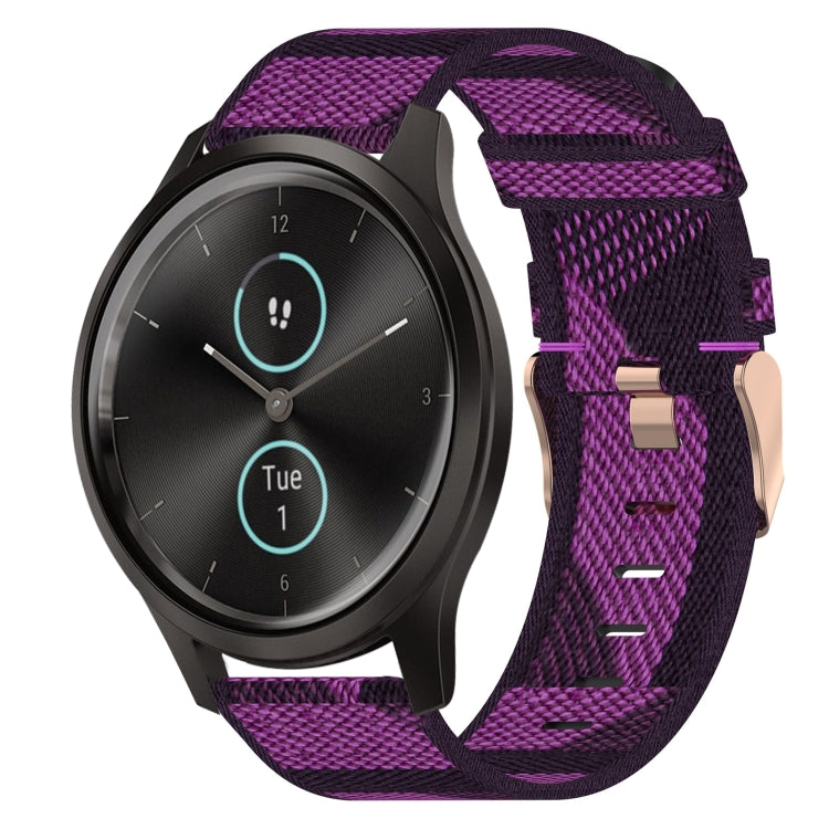 Bracelet de montre tissé en nylon de 20 mm, For Garmin Vivomove 3, For Garminmove 3, For Garmin VivoMove Luxe, For Garminmove Luxe, For Garmin VivoMove Style, For Garmin Garminmove Style, For Garmin Vivomove