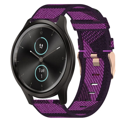 Bracelet de montre tissé en nylon de 20 mm, For Garmin Vivomove 3, For Garminmove 3, For Garmin VivoMove Luxe, For Garminmove Luxe, For Garmin VivoMove Style, For Garmin Garminmove Style, For Garmin Vivomove