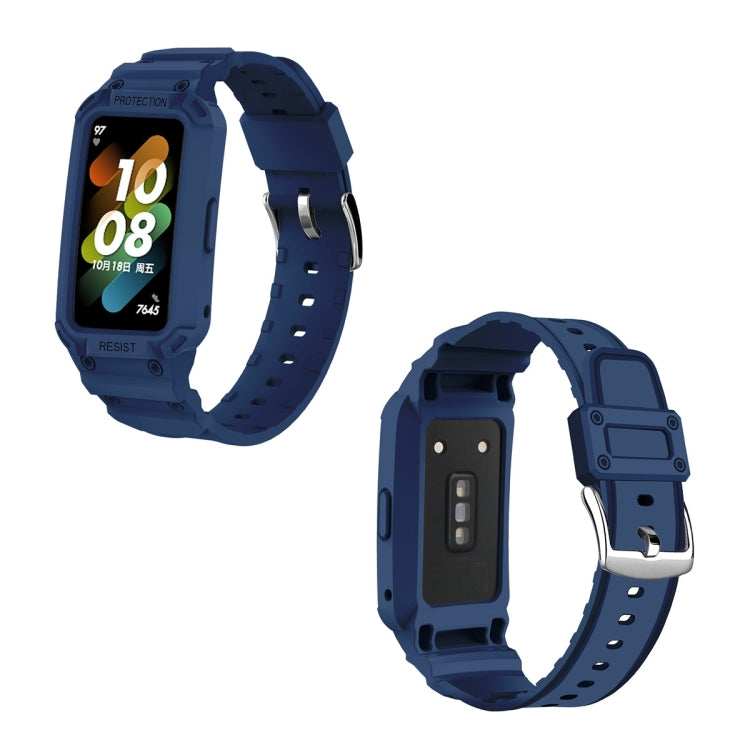 Pour Huawei Band 6/7/Honor Band 6 JSM Bracelet de montre élastique réglable en TPU intégré, Pink, Black, Army Green, Translucent, Light Grey, Dark Blue