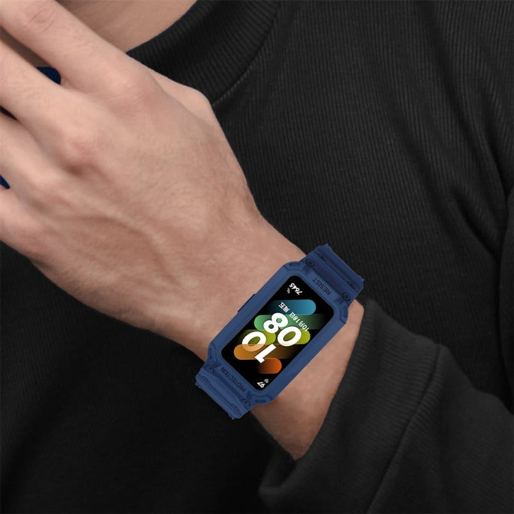 Pour Huawei Band 6/7/Honor Band 6 JSM Bracelet de montre élastique réglable en TPU intégré, Pink, Black, Army Green, Translucent, Light Grey, Dark Blue