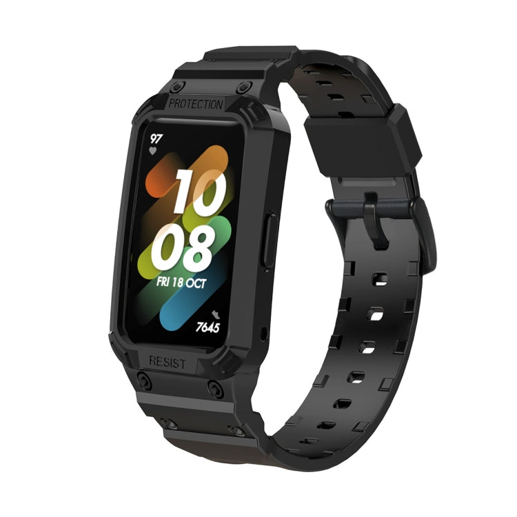 Pour Huawei Band 6/7/Honor Band 6 JSM Bracelet de montre élastique réglable en TPU intégré, Pink, Black, Army Green, Translucent, Light Grey, Dark Blue