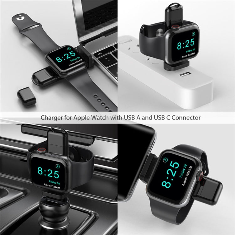 A05 2 en 1 Type C / USB-C vers USB-A Chargeur sans fil rapide magnétique pour Apple Watch