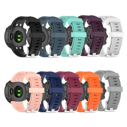 Pour Garmin Forerunner 45 / Forerunner 45 S Bracelet de montre en silicone de couleur unie en sergé universel, Blanc, Orange, Noir, Teal, Rose, Gris, Claret, Bleu, Violet