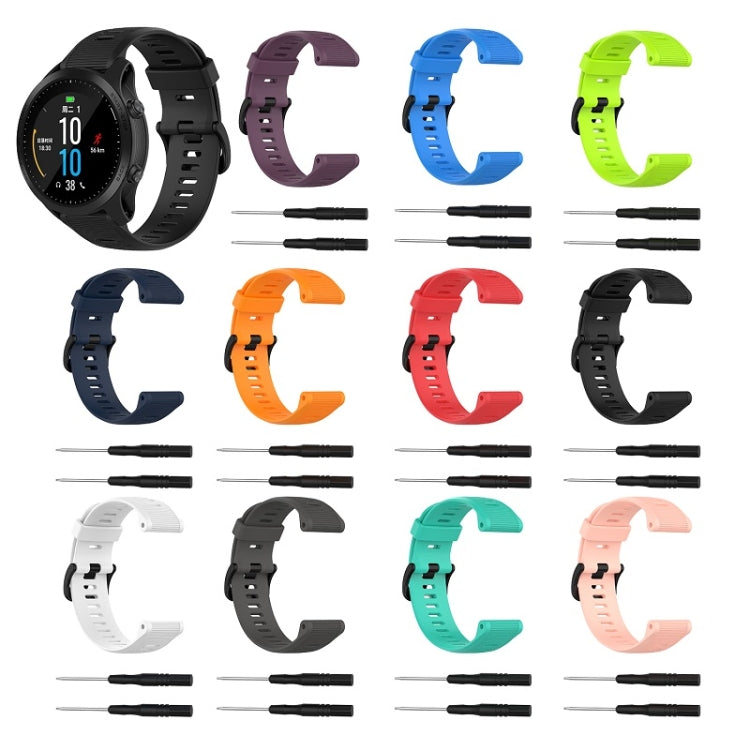 Pour Garmin Forerunner945 / fenix5 Plus / Approach S60 Bracelet de montre en silicone monochrome, Noir, Blanc, Orange, Rose, Rouge, Pers, Gris, Bleu, Lime, Violet, midnight blue