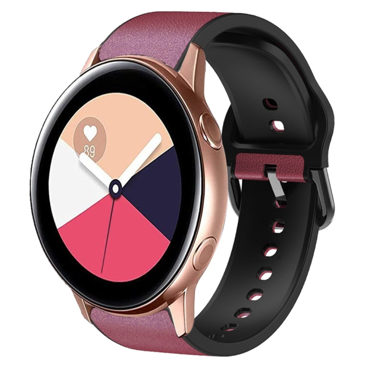Bracelet de montre en cuir adhésif en silicone 20 mm, For Samsung Galaxy Watch 4 Classic 42mm, For Samsung Galaxy Watch Active 2