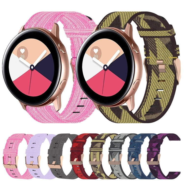 Bracelet de montre tissé en nylon de 20 mm, For Samsung Galaxy Watch Active 2