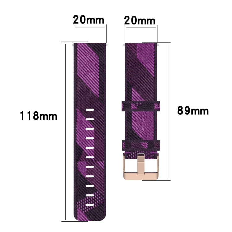 Bracelet de montre tissé en nylon de 20 mm, For Samsung Galaxy Watch Active 2