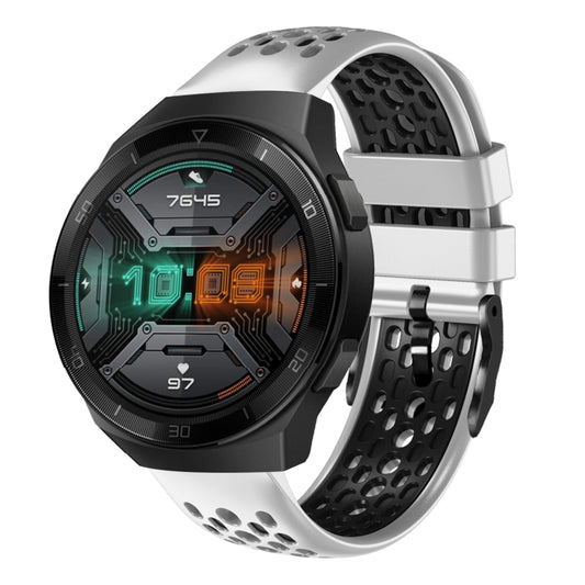 Bracelet de montre en silicone respirant bicolore de 22 mm, For Huawei Watch GT 2E, For Huawei Watch GT2 46mm, For Honor Watch GS 3, For Honor Watch GS Pro, For Honor Magic Watch 2 46mm, For Honor Watch Dream