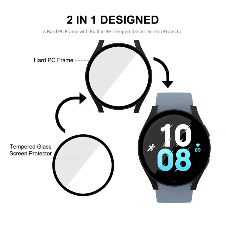 Pour Samsung Galaxy Watch5 44mm ENKAY Hat-Prince Cadre PC à couverture complète + étui en verre trempé 9H