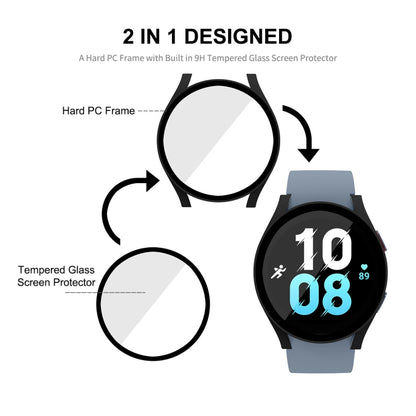 Pour Samsung Galaxy Watch5 44mm ENKAY Hat-Prince Cadre PC à couverture complète + étui en verre trempé 9H
