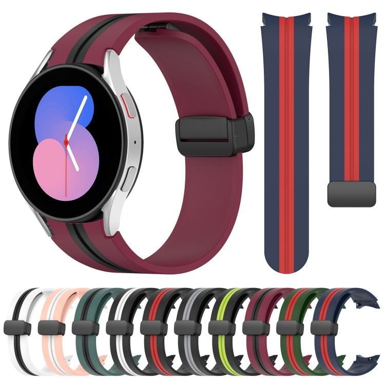 Bracelet de montre en silicone à fermoir magnétique pliant, For Samsung Galaxy Watch 5 44mm, For Samsung Galaxy Watch 5 40mm, For Samsung Galaxy Watch 4 44mm, For Samsung Galaxy Watch 4 40mm, For Samsung Galaxy Watch 4 Classic 46mm                     ...