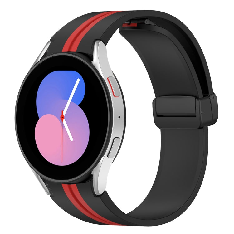 Bracelet de montre en silicone à fermoir magnétique pliant, For Samsung Galaxy Watch 5 44mm, For Samsung Galaxy Watch 5 40mm, For Samsung Galaxy Watch 4 44mm, For Samsung Galaxy Watch 4 40mm, For Samsung Galaxy Watch 4 Classic 46mm                     ...