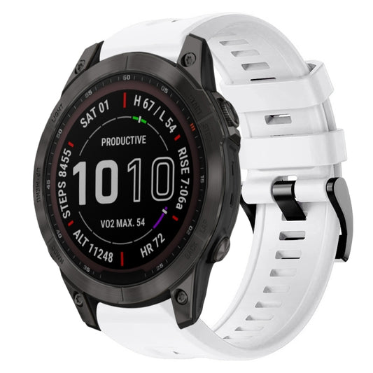 Bracelet de montre en silicone de couleur unie avec boucle en métal, For Garmin Fenix 7, For Garmin Fenix 7 Solar, For Garmin Fenix 7 Sapphire Solar, For Garmin Descent G1, For Garmin EPIX Gen 2, For Garmin Instinct 2, For  Garmin Instinct             ...
